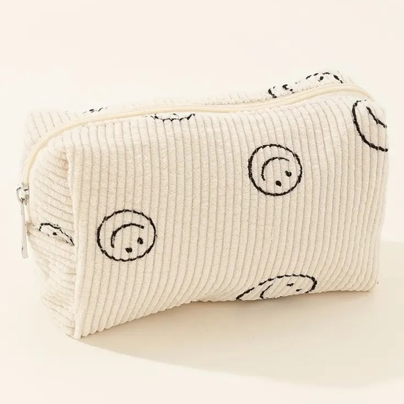 Smiley Face Corduroy Makeup Bags - Picture 6 of 10